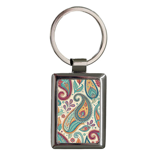 Paisley Pattern Beautiful Background Rectangle Metal Keychain