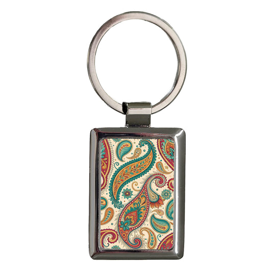Paisley Pattern Cute Background Rectangle Metal Keychain