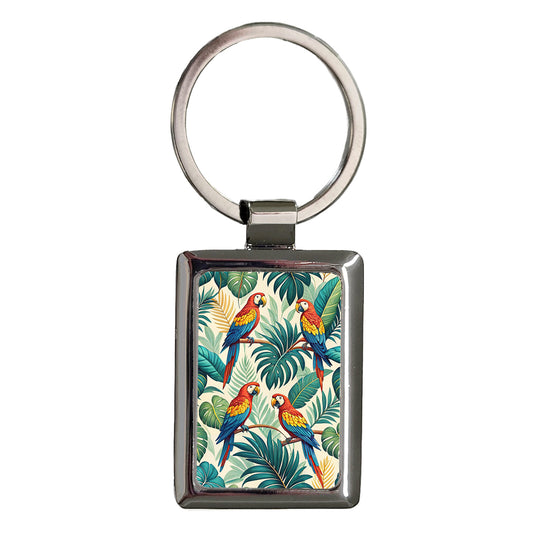 Parrots Birds Pretty Background Rectangle Metal Keychain