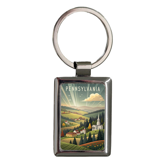 Pennsylvania State Beautiful Scene Rectangle Metal Keychain