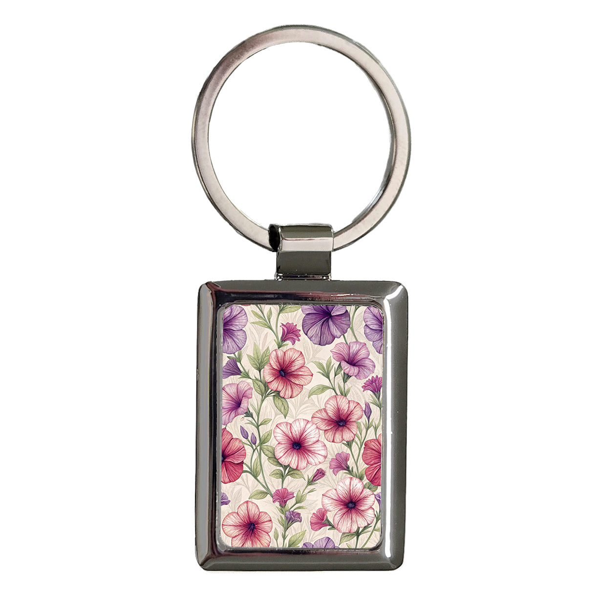 Petunia Flowers Pretty Background Rectangle Metal Keychain