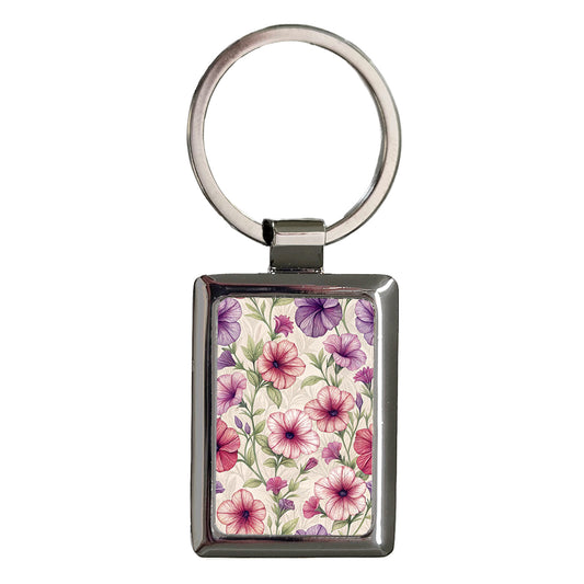 Petunia Flowers Pretty Background Rectangle Metal Keychain