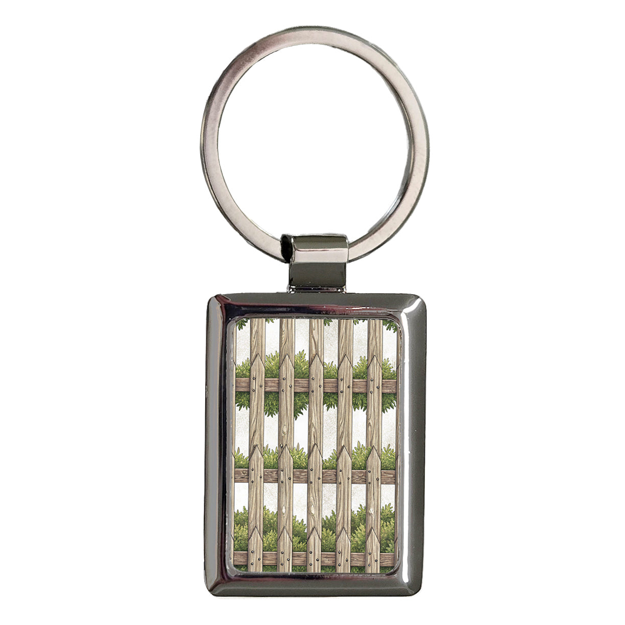 Picket Fence Background Rectangle Metal Keychain