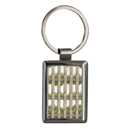Picket Fence Background Rectangle Metal Keychain