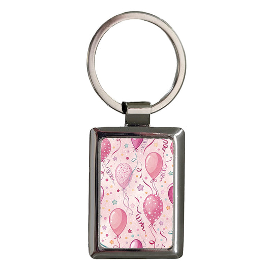 Pink Birthday Background Cute Rectangle Metal Keychain