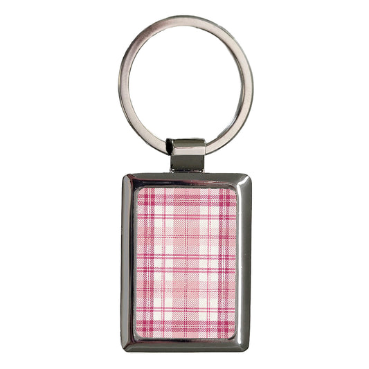 Pink Plaid Cute Background Rectangle Metal Keychain