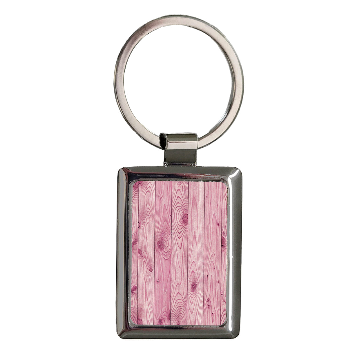 Pink Wood Boards Rectangle Metal Keychain