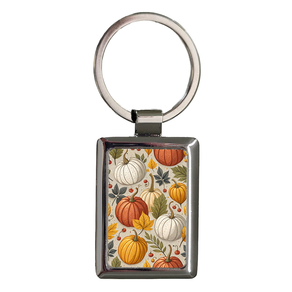 Pumpkins Assortment Autumn Fall Halloween Rectangle Metal Keychain