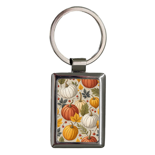 Pumpkins Assortment Autumn Fall Halloween Rectangle Metal Keychain