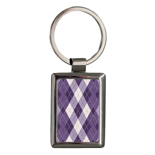 Purple Argyle Cute Pattern Rectangle Metal Keychain