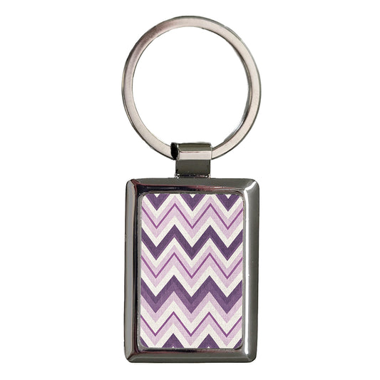 Purple Chevrons Cute Rectangle Metal Keychain