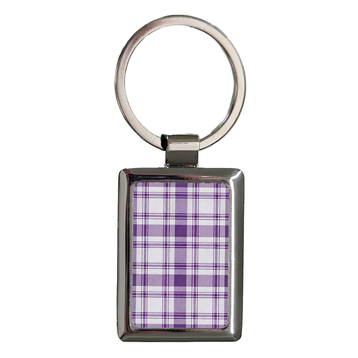 Purple Plaid Cute Background Rectangle Metal Keychain