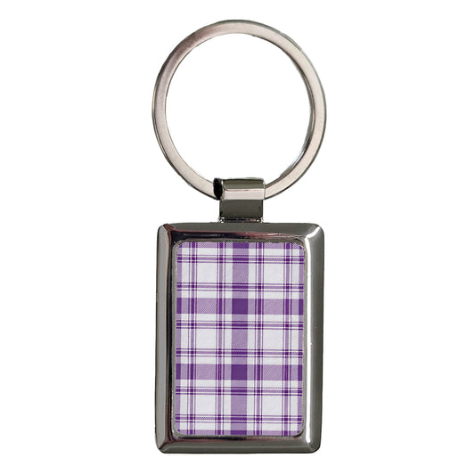 Purple Plaid Cute Background Rectangle Metal Keychain
