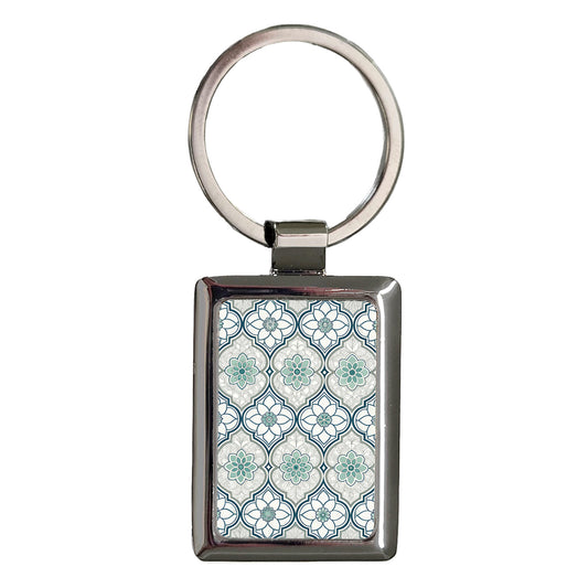 Quatrefoil Pattern Cute Rectangle Metal Keychain