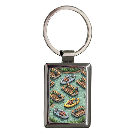 Rafts Rafting Background Rectangle Metal Keychain