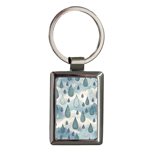 Rain Drops Rainy Cute Rectangle Metal Keychain