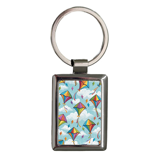 Rainbow Colored Kites Rectangle Metal Keychain