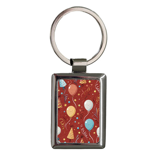 Red Birthday Background Rectangle Metal Keychain