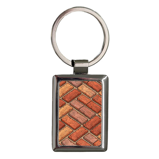 Red Brick Diagonal Background Rectangle Metal Keychain