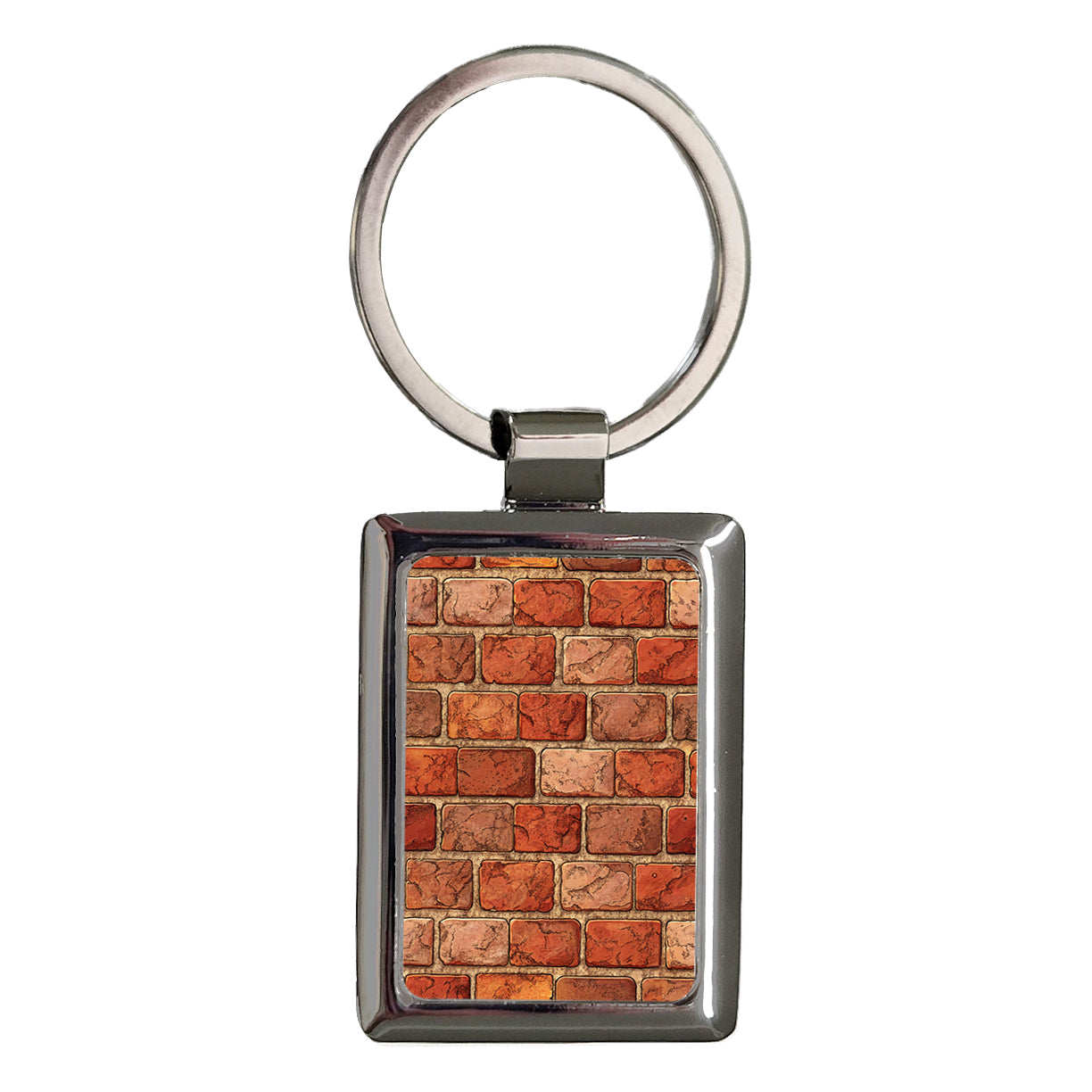 Red Brick Wall Background Rectangle Metal Keychain