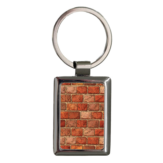 Red Brick Wall Background Rectangle Metal Keychain