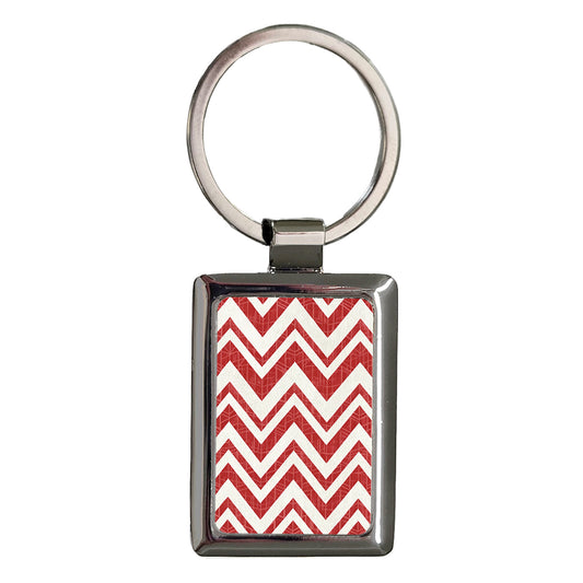 Red Chevrons Background Rectangle Metal Keychain