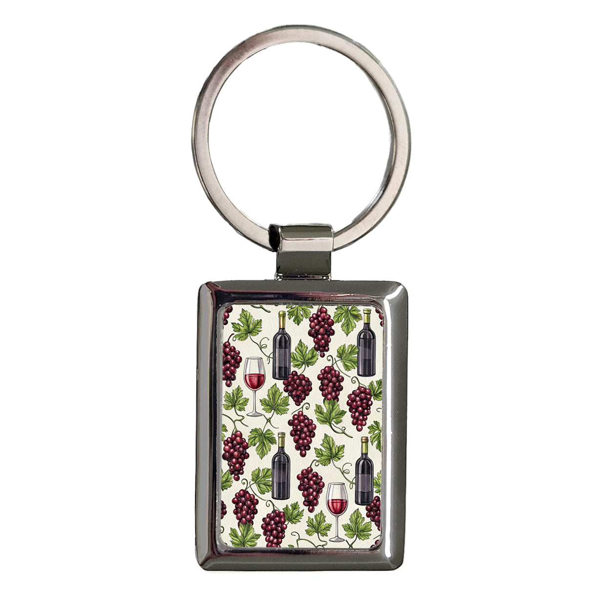 Red Wine Grapes Ivy Rectangle Metal Keychain
