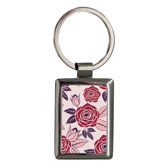 Roses Cute Drawing Rectangle Metal Keychain