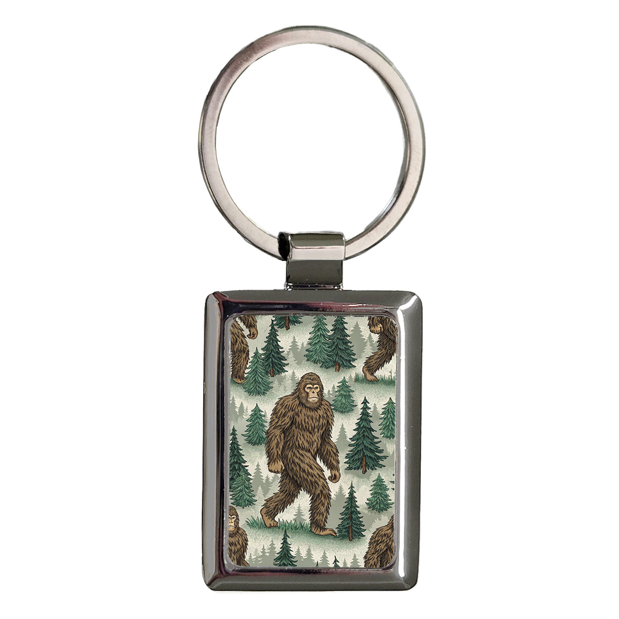 Sasquatch Bigfoot Background Rectangle Metal Keychain