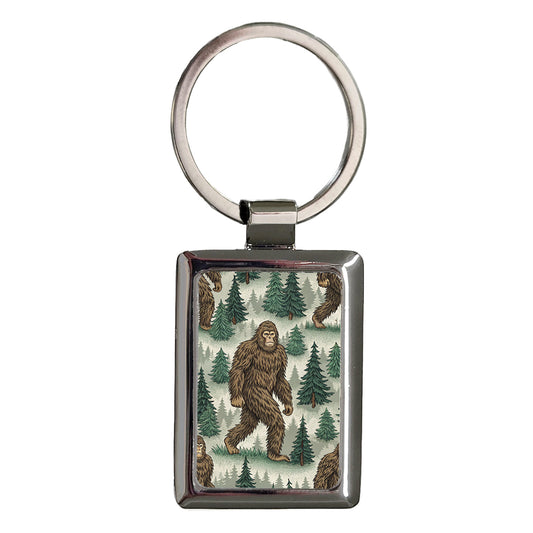 Sasquatch Bigfoot Background Rectangle Metal Keychain
