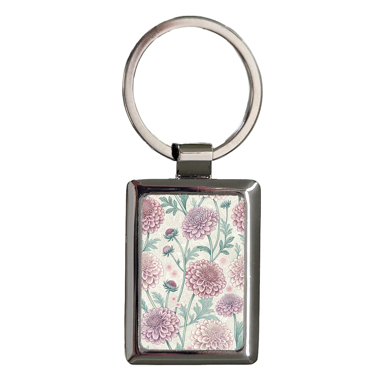 Scabiosa Flowers Pretty Rectangle Metal Keychain