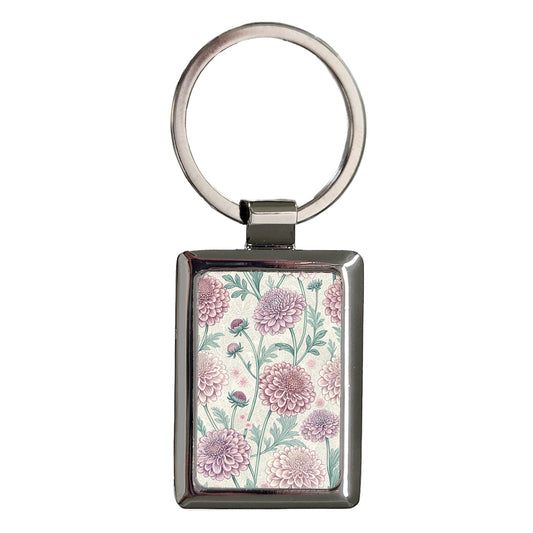Scabiosa Flowers Pretty Rectangle Metal Keychain