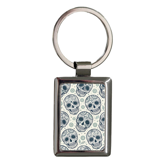 Skulls Cute Background Rectangle Metal Keychain