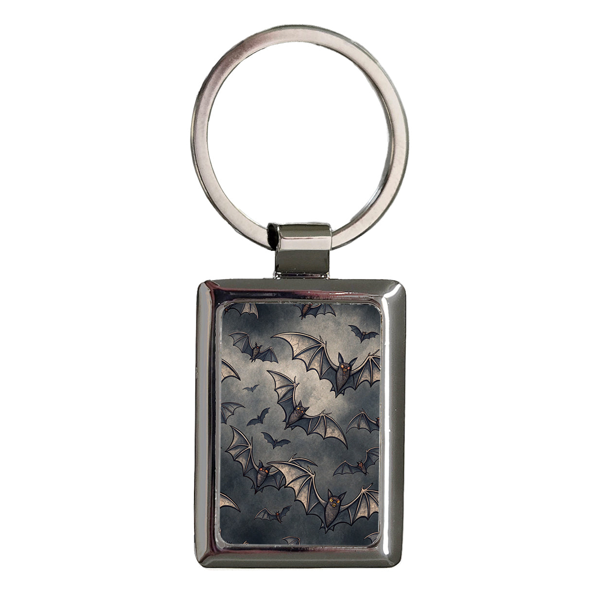 Sky Full Of Black Bats Background Rectangle Metal Keychain