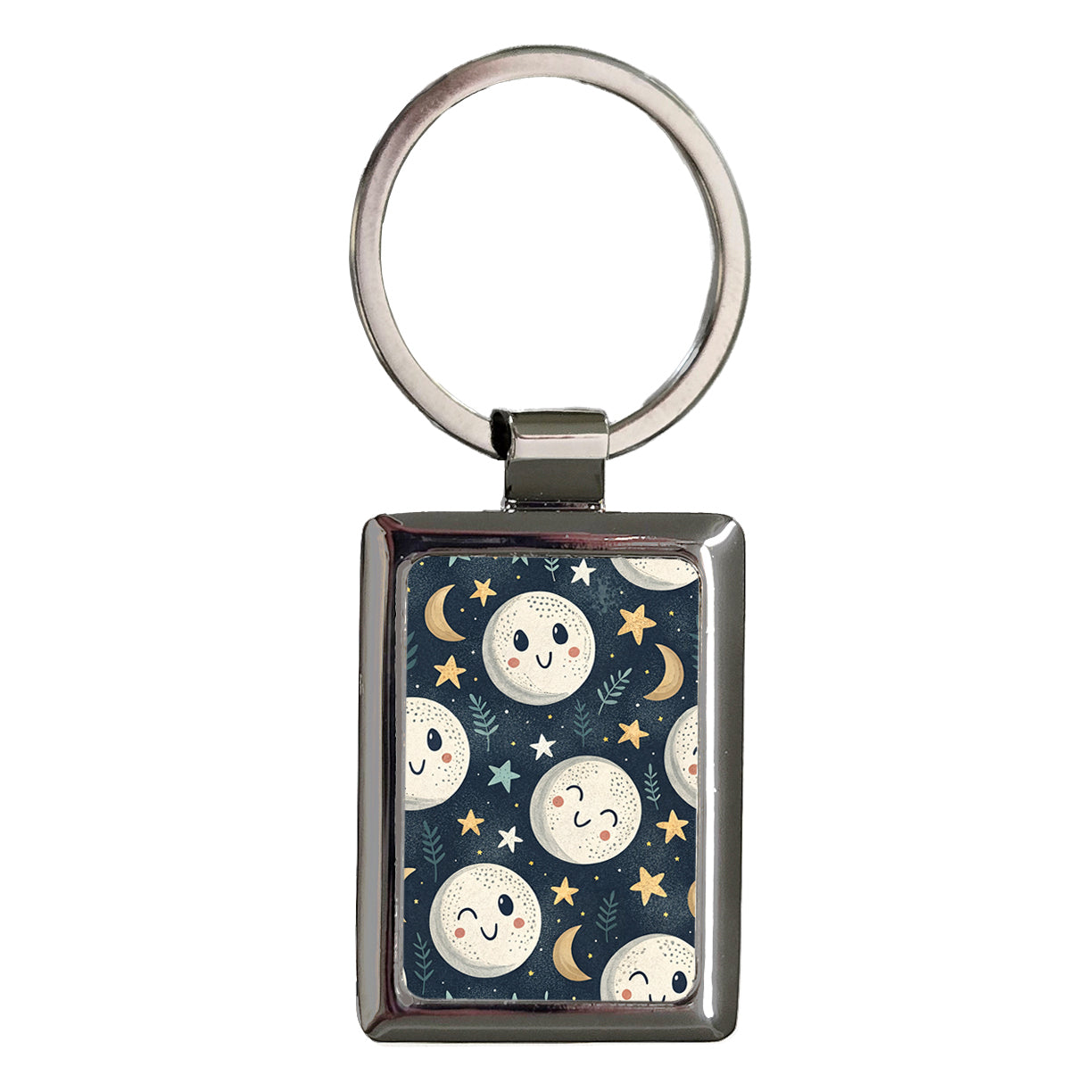 Smiling Sweet Moons Rectangle Metal Keychain