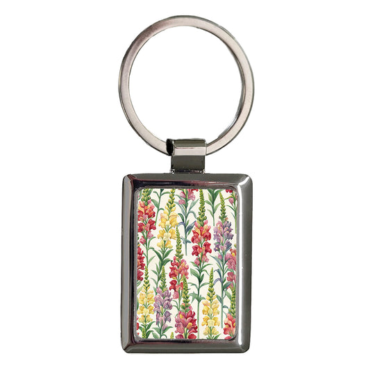 Snapdragon Flowers Yellow Red Purple Rectangle Metal Keychain