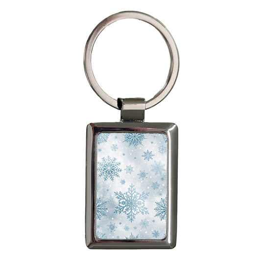 Snowflakes And Winter Rectangle Metal Keychain