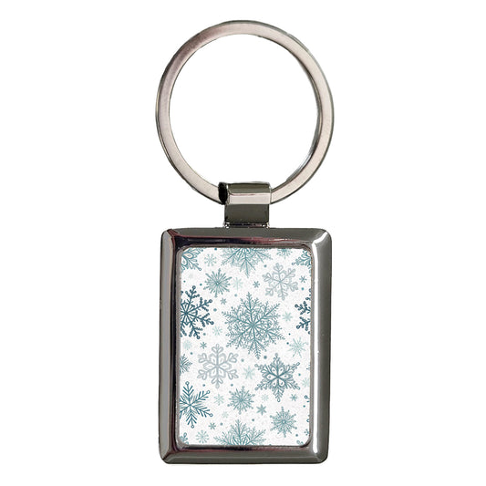 Snowflakes Pretty Winter Background Rectangle Metal Keychain