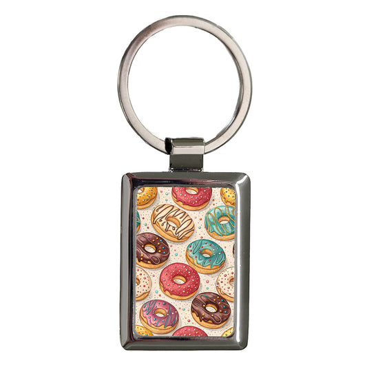 So Many Donuts Background Rectangle Metal Keychain