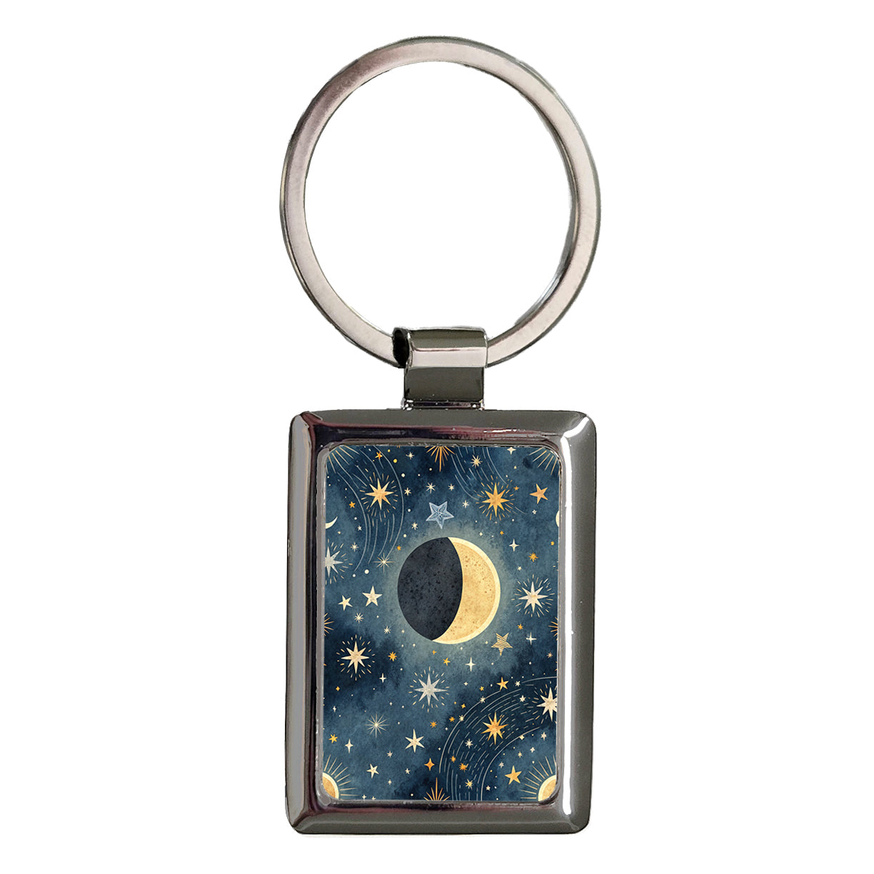 Solar Eclipse Beautiful Rectangle Metal Keychain