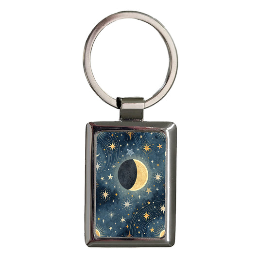 Solar Eclipse Beautiful Rectangle Metal Keychain
