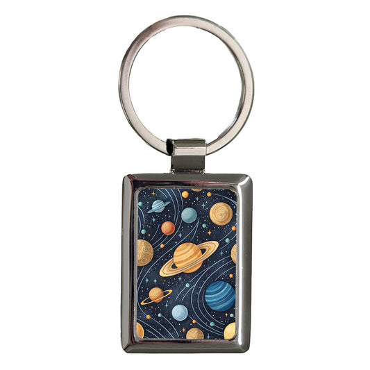 Solar System Planets Awesome Rectangle Metal Keychain