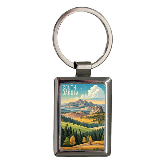 South Dakota State Beautiful Scene Rectangle Metal Keychain