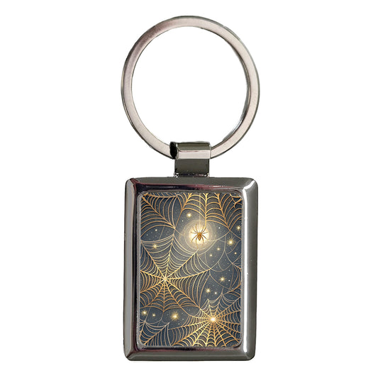 Spider Web Background Rectangle Metal Keychain