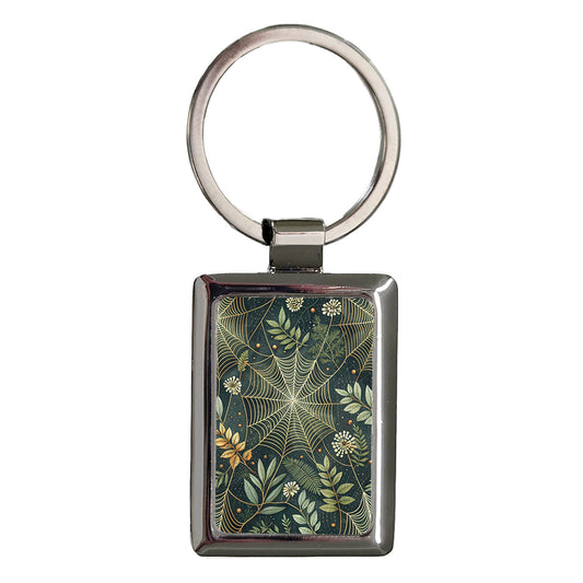 Spider Web Elegant Rectangle Metal Keychain