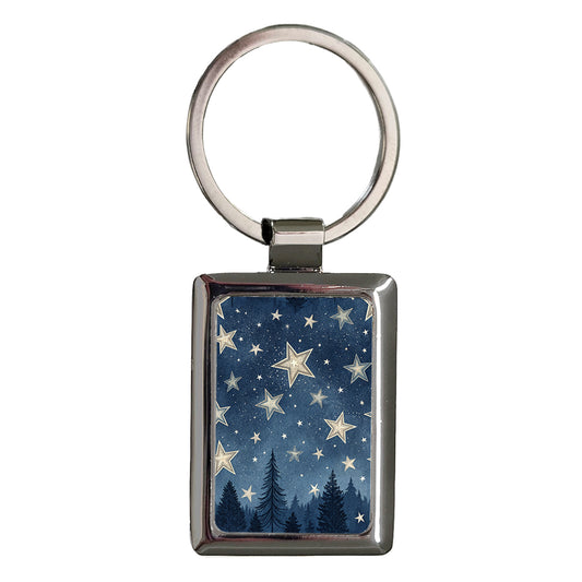 Stars At Night Elegant Rectangle Metal Keychain