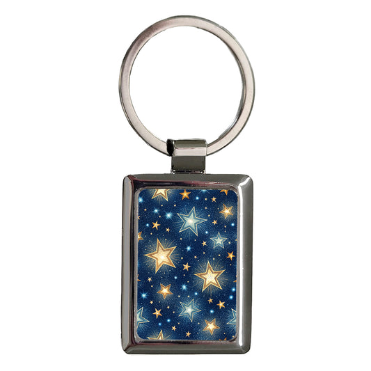 Stars Pretty Background Rectangle Metal Keychain