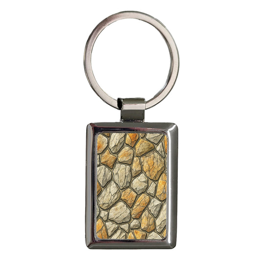 Stone Wall Background Rectangle Metal Keychain