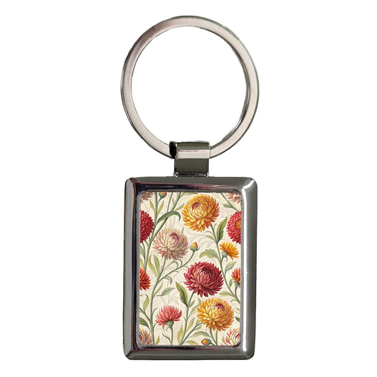 Strawflower Flowers Elegant Rectangle Metal Keychain