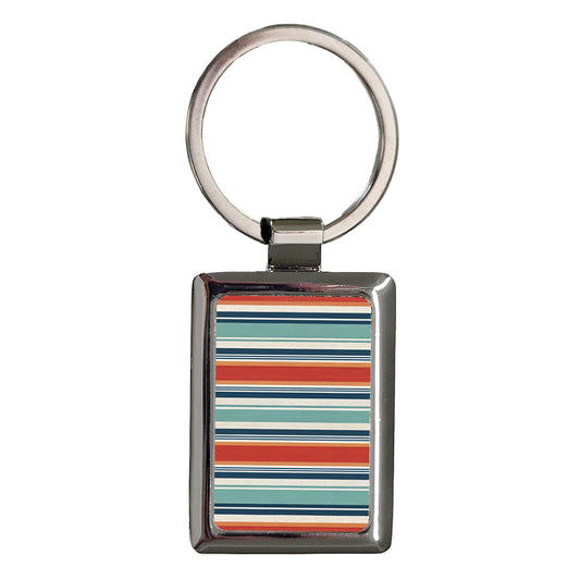 Stripes Blue Red Orange Rectangle Metal Keychain